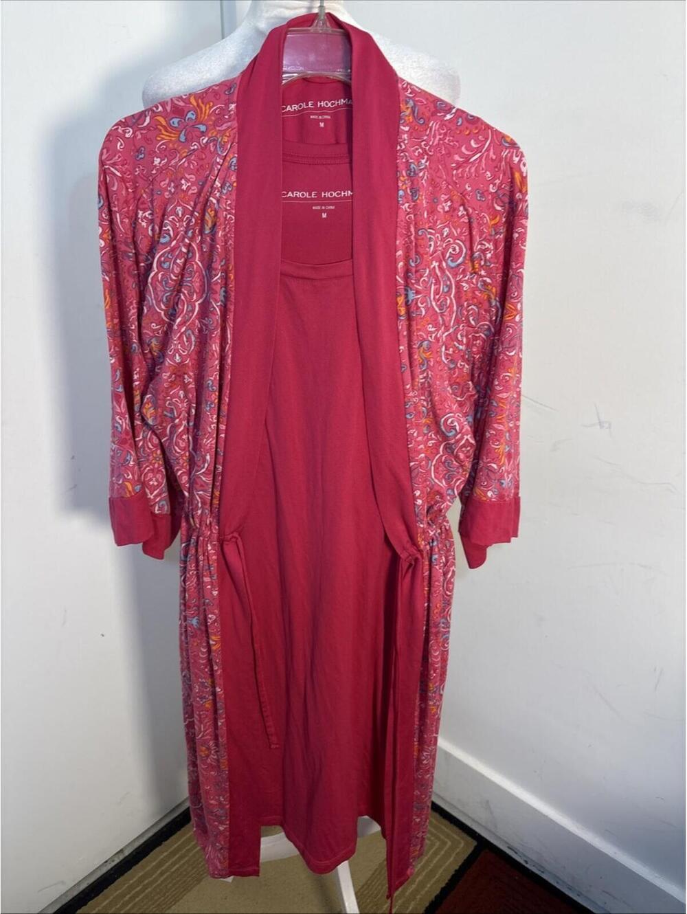Carole Hochman chemise and robe travel set Medium Excellent Pink